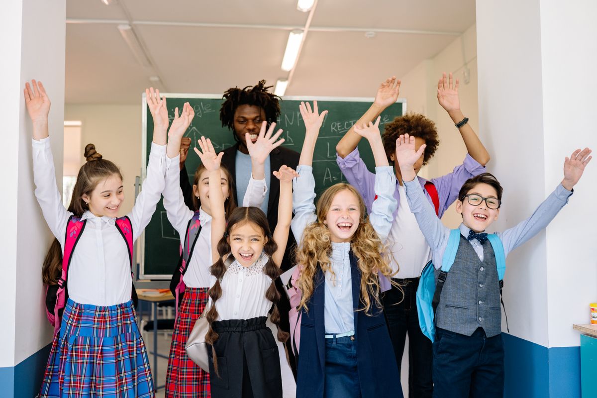 Smiling elementary school children